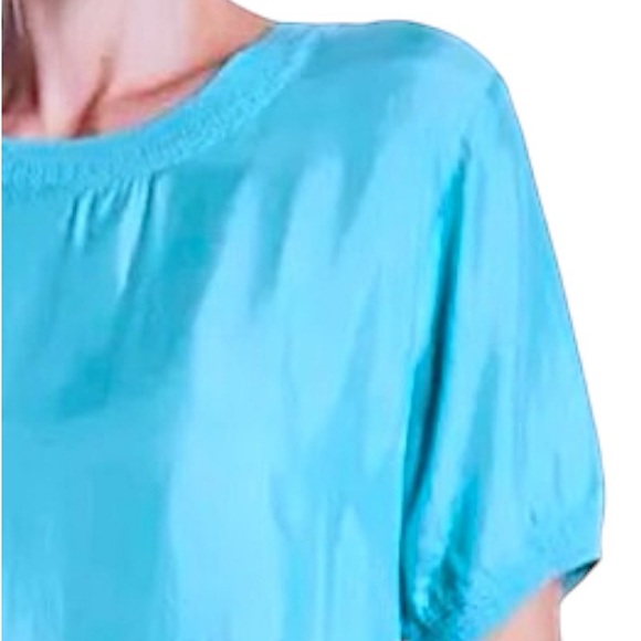 $139 Johnny Was Vintage Top X Large Knit Trim on Neck +Sleeves Blue Cerulean NWT - Picture 4 of 13